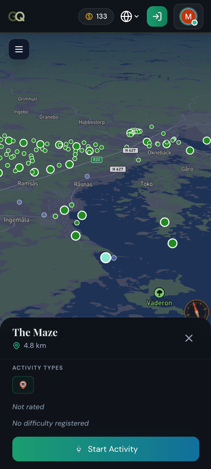 GeoQuestr app on mobile