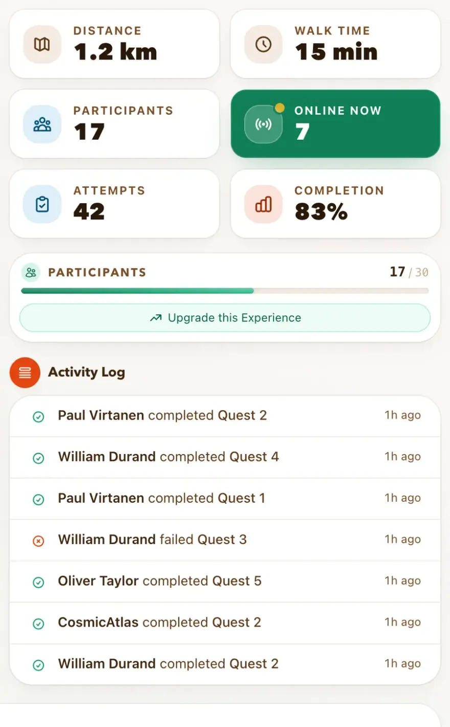 Control Room — Quiz walk with rotating questions