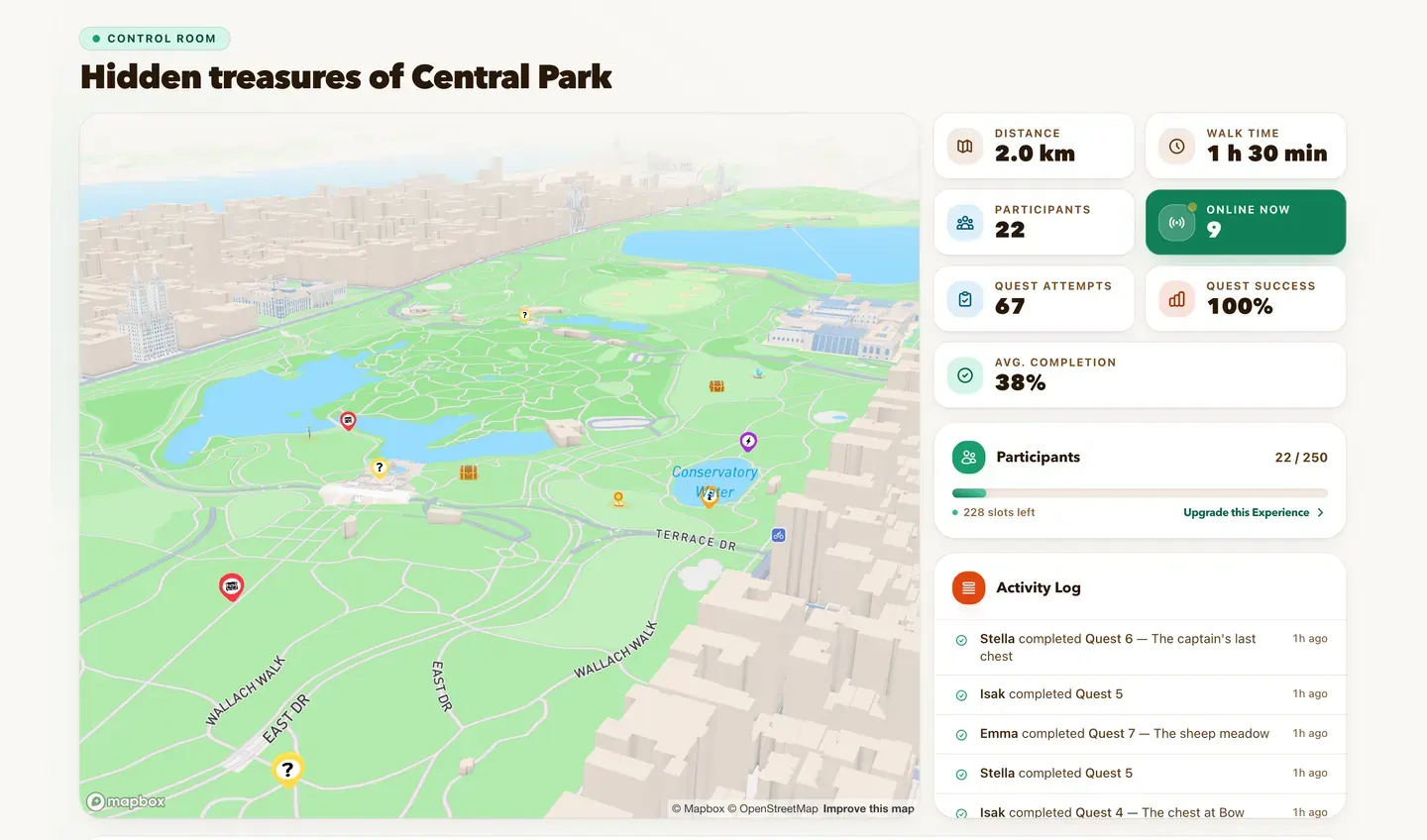 For groups: the control room